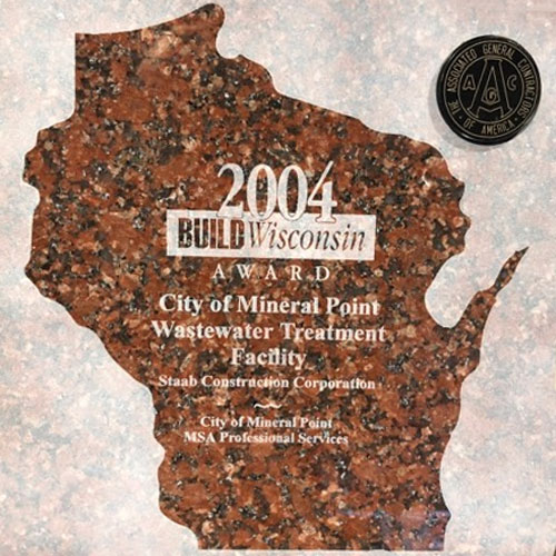 2004 Build Wisconsin Award for the City of Mineral Point Wastewater Treatment Facility