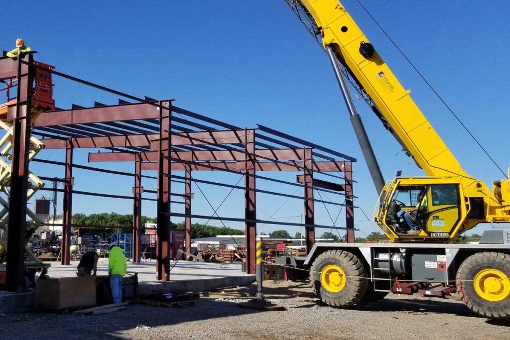 a construction site with a crane