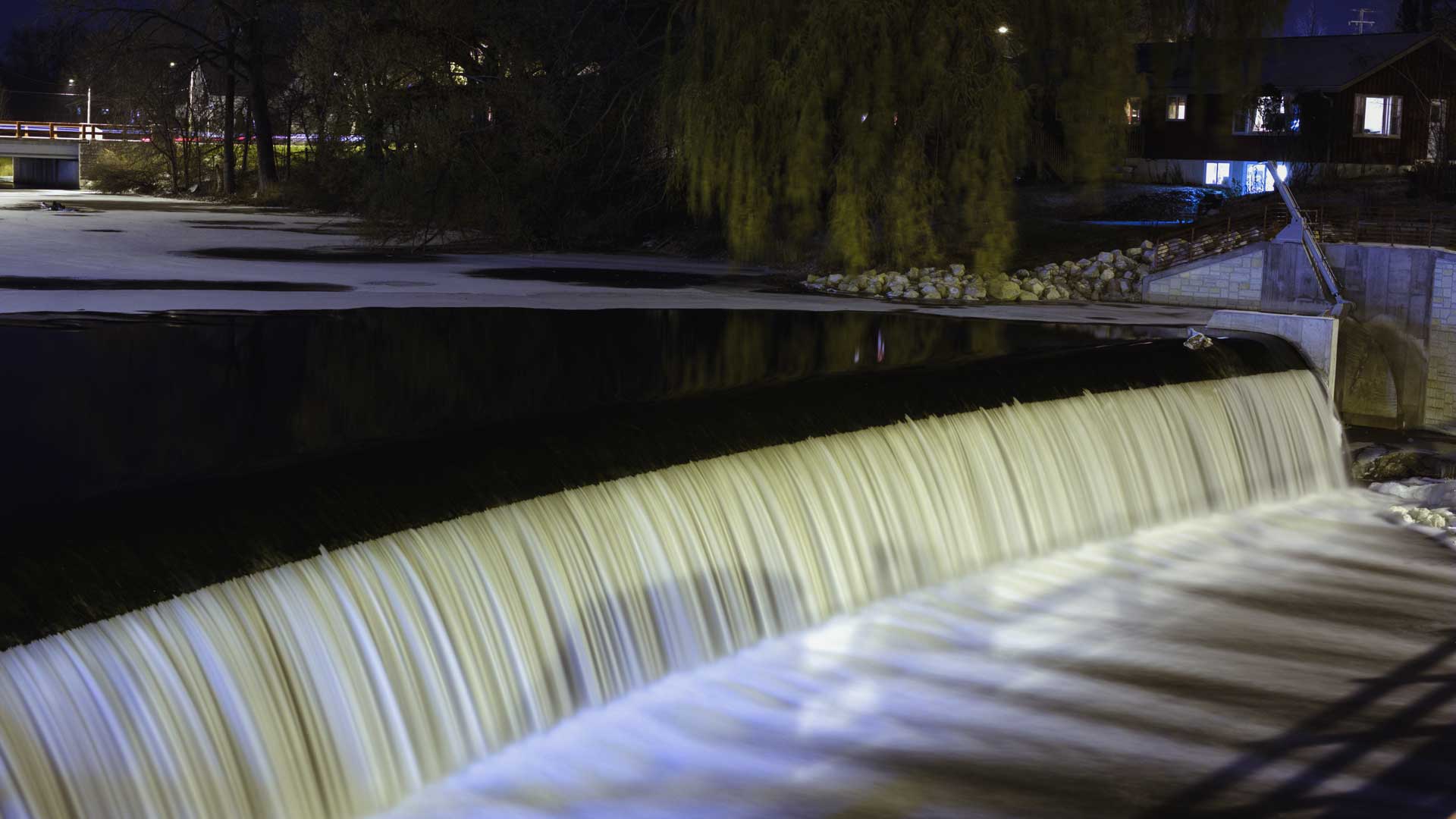 a dam waterfall