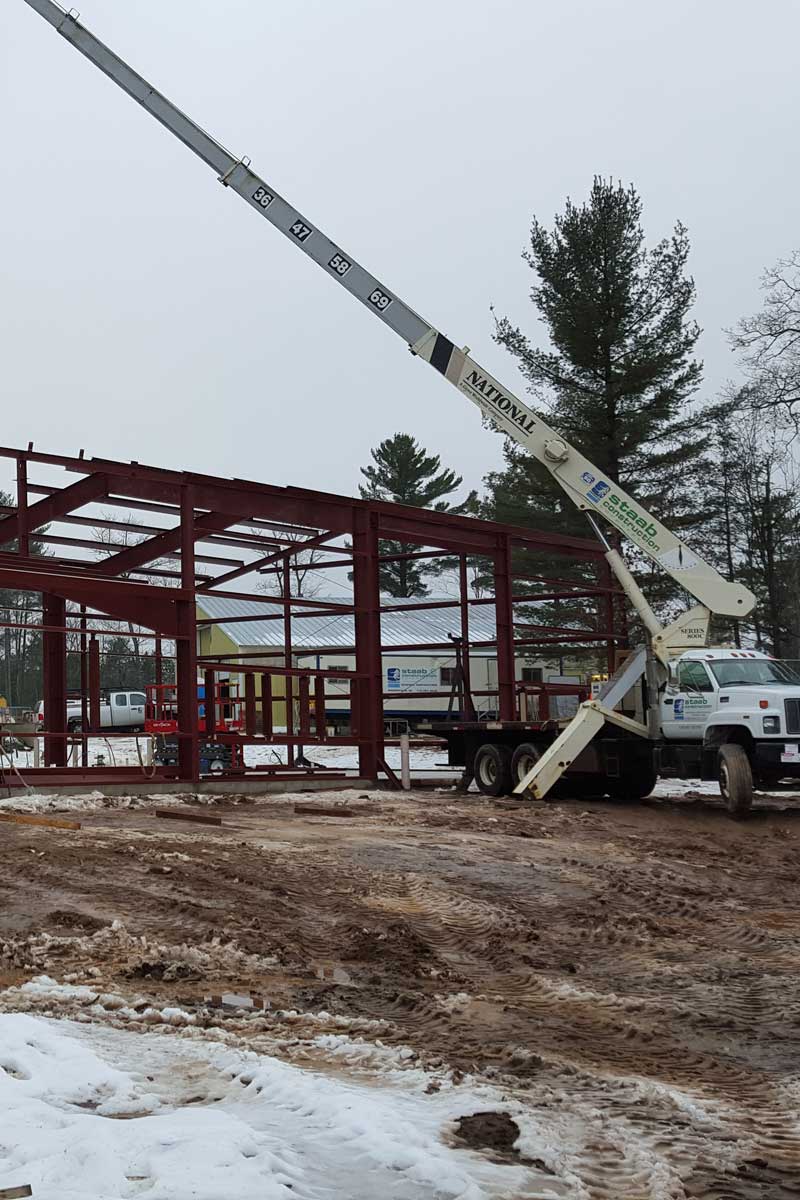 Construction site with large crane