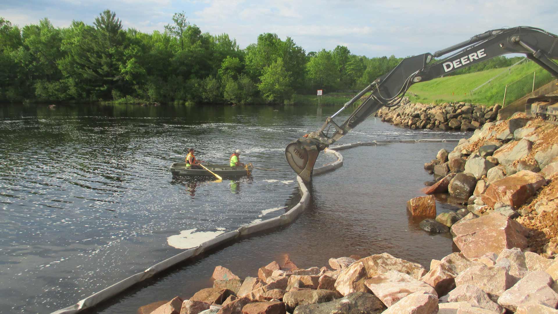 Staab employees in a boat