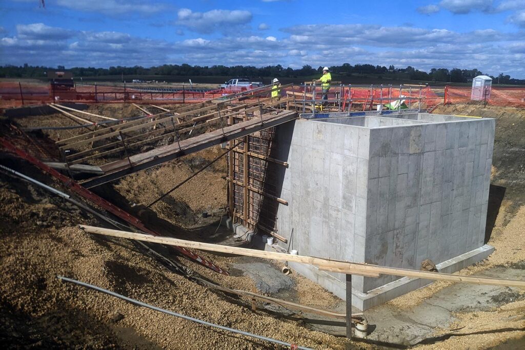 Staab employees working on building