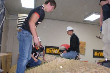 Staab employees showing students building process